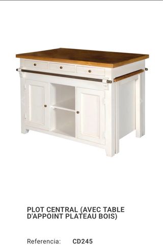 Isla de cocina madera maciza extensible