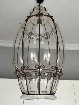 Lámpara de techo cristal y hierro