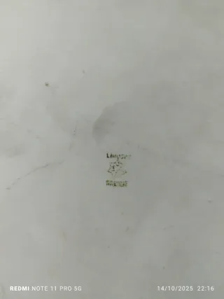 Bandeja LIMOGES Porcelana Vintage Flores Dorada