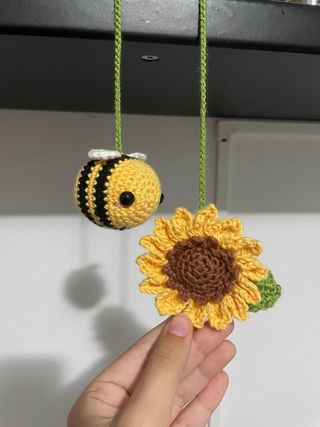 Colgante coche abeja y girasol