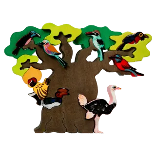 Puzzle 3D Árbol con Aves de África de madera NUEVO