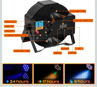 4 Luces LED DMX con Control Remoto