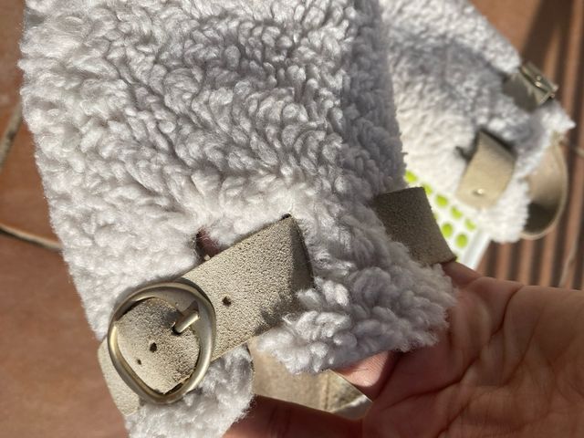 Zara Home Clogs Peluche Beige/Blanco Talla 38