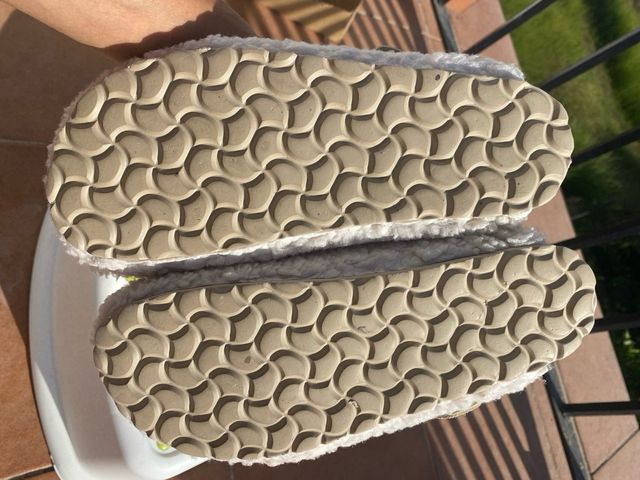 Zara Home Clogs Peluche Beige/Blanco Talla 38