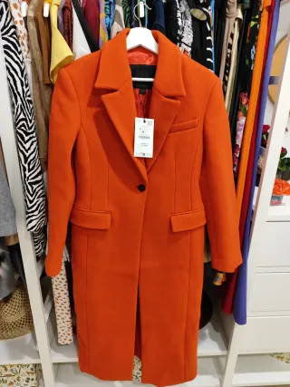 Abrigo Zara Lana Natural Naranja colección Manteco