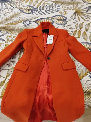 Abrigo Zara Lana Natural Naranja colección Manteco