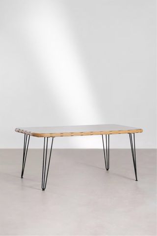 Mesa Rectangular Mimbre Sintético y Cristal 180x90