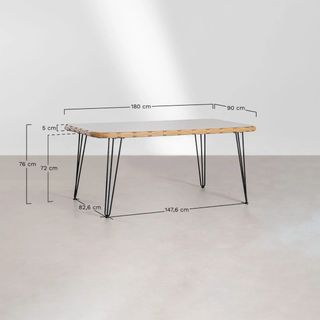 Mesa Rectangular Mimbre Sintético y Cristal 180x90