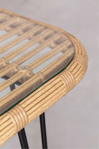 Mesa Rectangular Mimbre Sintético y Cristal 180x90