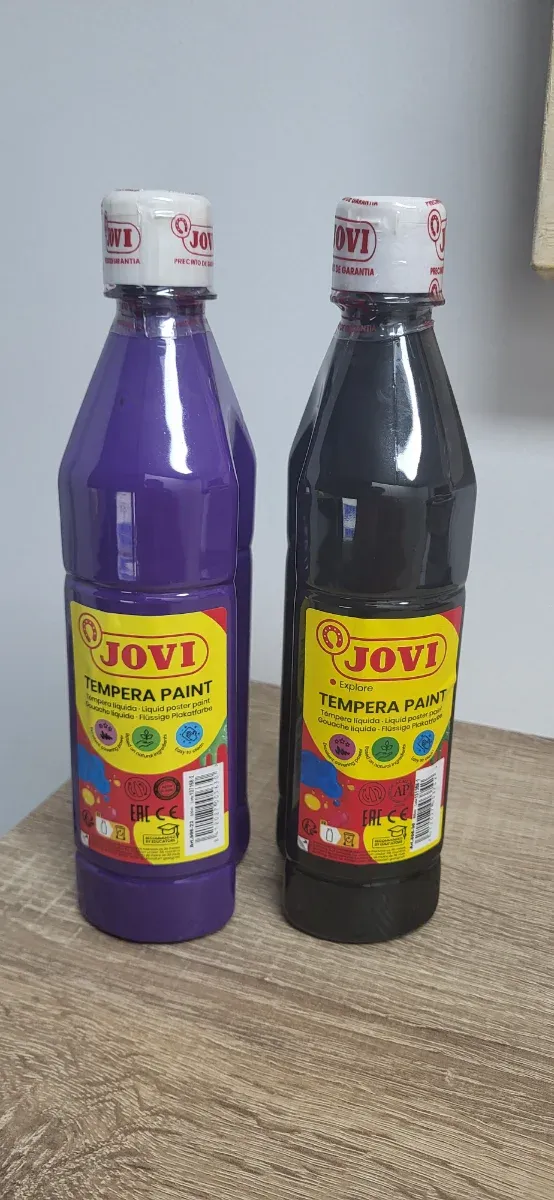 2 Botes Pintura Tempera Jovi Morado y Negro