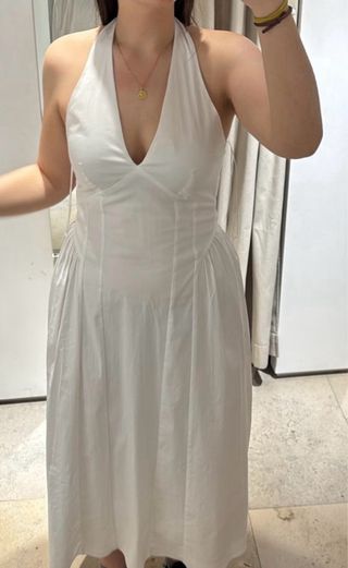 Vestido blanco halter escote pico