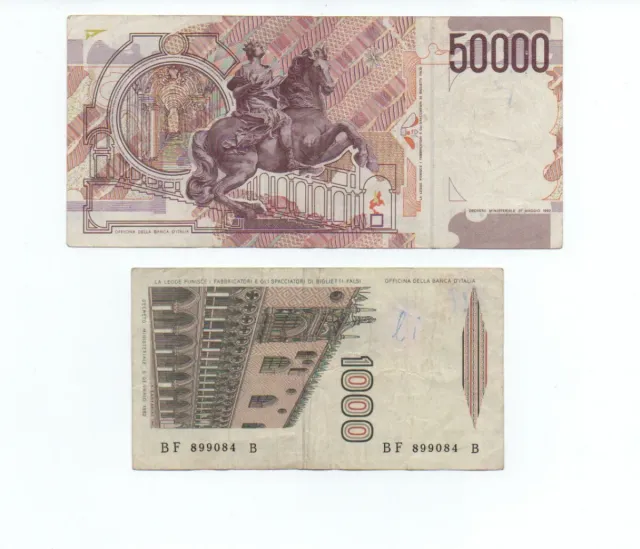 Banconote Lire Italiane 50000 e 1000