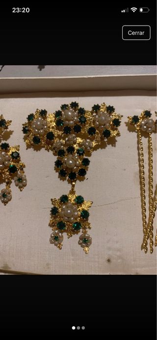 Conjunto Joyas Fallera Oro y Esmeraldas