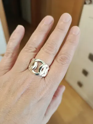 Anillo Acero Diseño Cadenas Talla 19