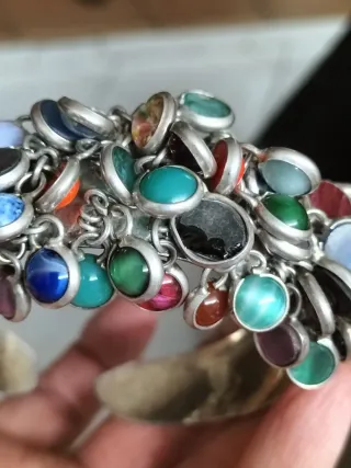 Bracciale rigido argento pietre dure multicolor