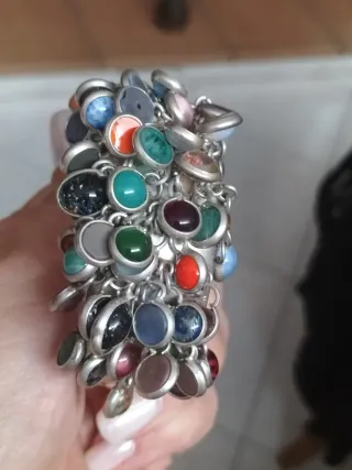 Bracciale rigido argento pietre dure multicolor