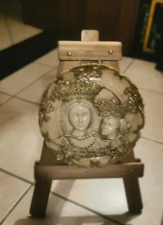 Scultura ceramica Madonna Bambino natività vintage