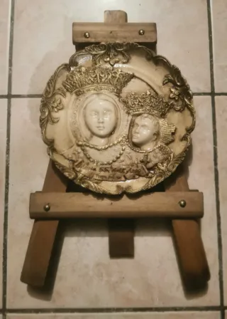 Scultura ceramica Madonna Bambino natività vintage