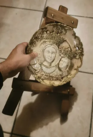 Scultura ceramica Madonna Bambino natività vintage