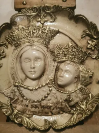 Scultura ceramica Madonna Bambino natività vintage