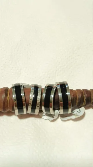 Anillos Acero Inox Hombre Negro y Plata