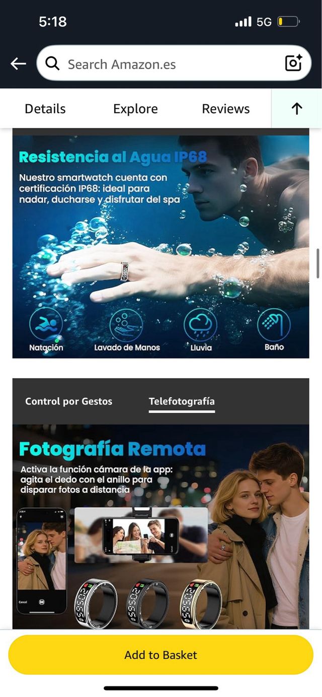 Anillo Inteligente Gwenland 2025 Negro