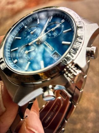 Reloj Seiko Cronógrafo Azul y Plateado