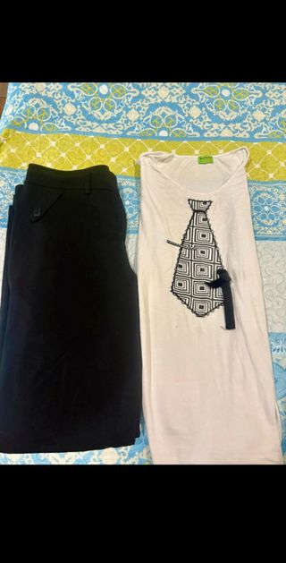 Conjunto Mujer Pantalón Negro y Camiseta Blanca