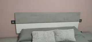 Cabecero cama 150cm gris y blanco