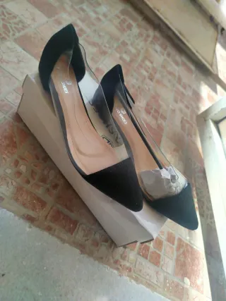Sandalias transparentes negras talla 38