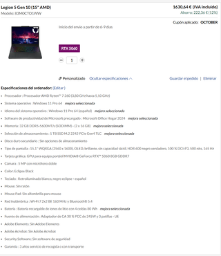 Lenovo legión 5 AMD Gen 10