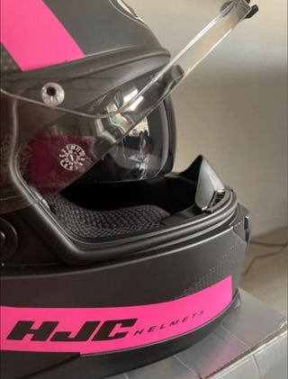 Casco Integral HJC Negro y Fucsia