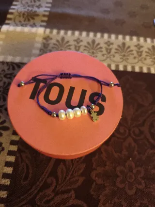 Pulsera Tous Hilo Morada Perlas Oso