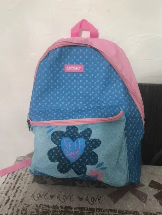 Mochila Monky Infantil Corazones y Flor