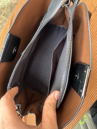 Borsa OUZUNO nera con tracolla marrone