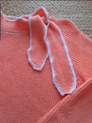 Jersey mujer naranja con lazo blanco
