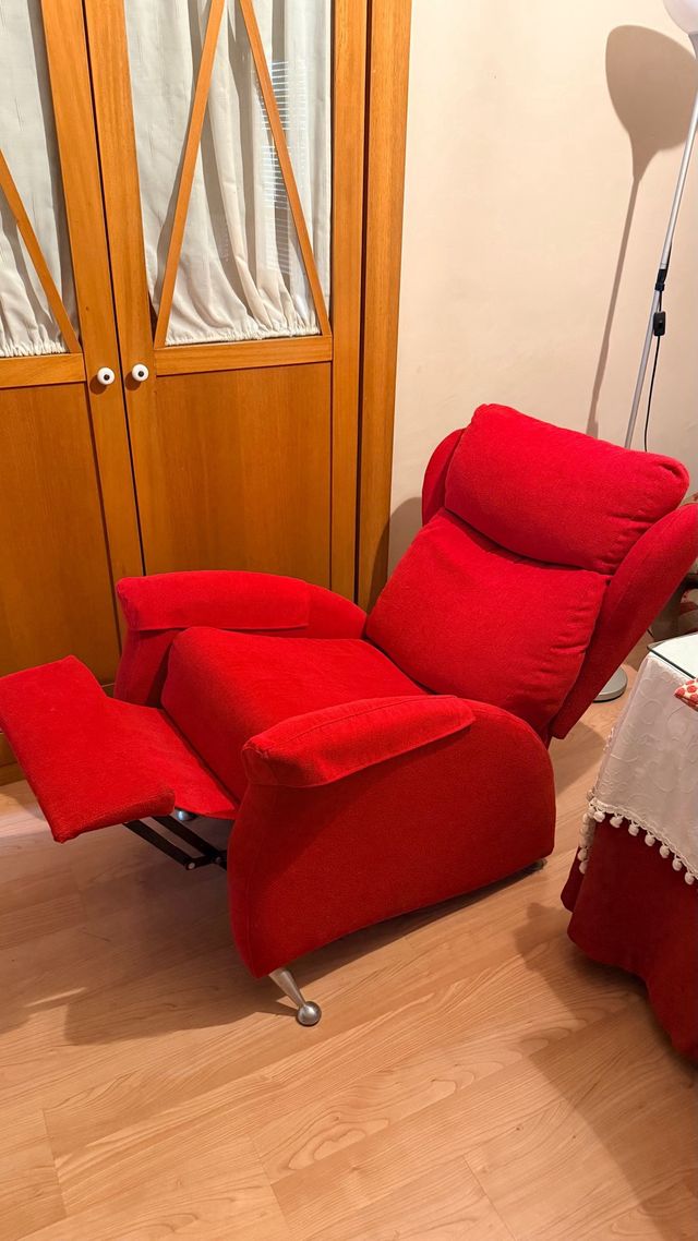 2x Sillón reclinable de tela rojo