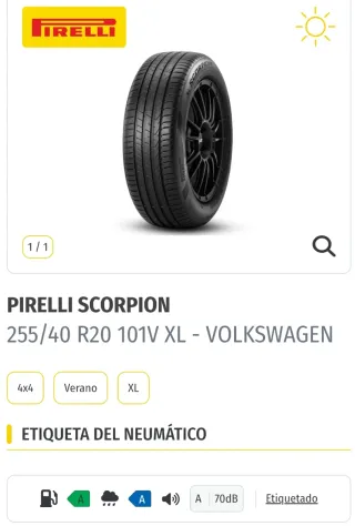 4 Neumáticos Pirelli Scorpion 255/40 R20 XL Nuevos