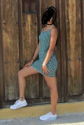 Vestido corto verde estampado