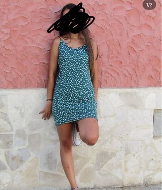 Vestido corto verde estampado