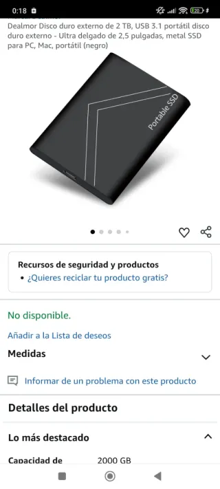 Disco Duro Externo 2TB USB-C