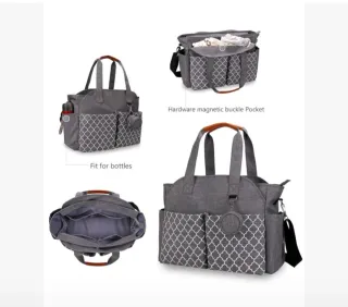 Bolso de mano gris y blanco