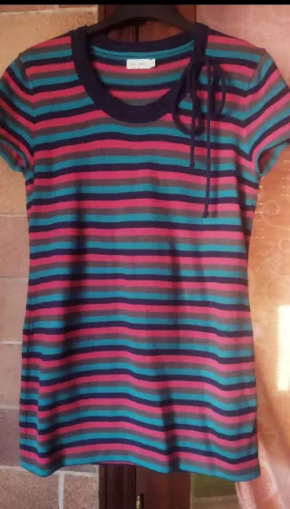 Vestido corto de punto rayas