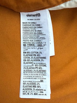 Pantalón Element Howland Classic Naranja Talla 30-