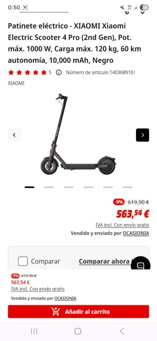 Patinete Eléctrico Xiaomi Scooter 4 Pro 2ª Gen