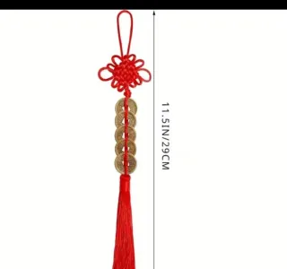 Monete cinesi portafortuna con fiocco rosso