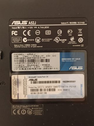Portátil ASUS 2011 uso básico i7 SSD 500GB
