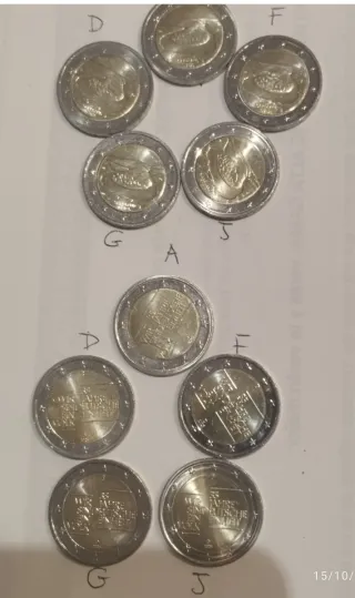 Lote 10 monedas 2€  Alemania 2025 ADFGJ 