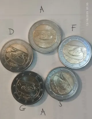 Lote 10 monedas 2€  Alemania 2025 ADFGJ 