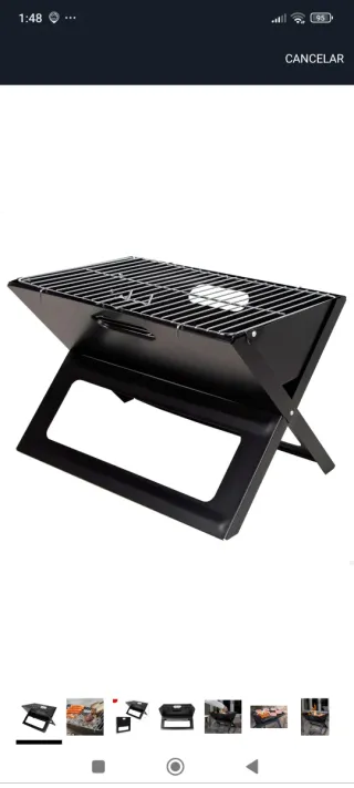 Barbacoa Carbón Portátil Negra